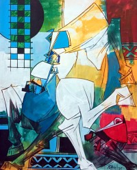 Ashkal, 24 x 30 Inch, Acrylic on Canvas, Abstract Painting, AC-ASH-314